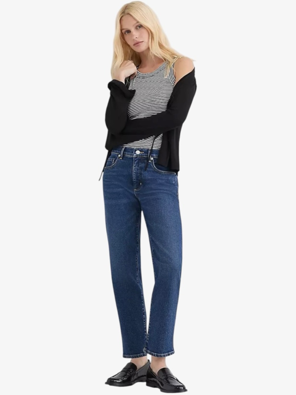 LOFT Rivete Mid Rise Slim Jeans Dark Wash 28 Stretch Ankle Length Straight Leg